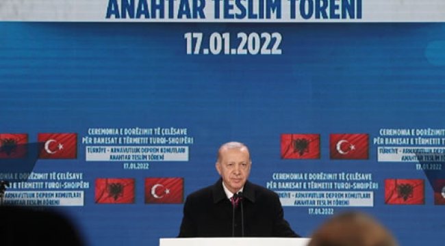 Cumhurbaşkanı Erdoğan, Türkiye-Arnavutluk Deprem Konutları Anahtar Teslim Töreni'ne katıldı