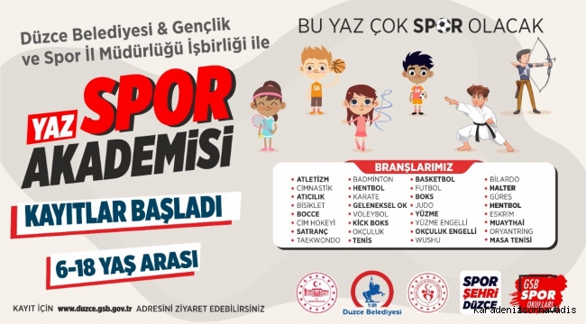 YAZ SPOR AKADEMİSİ KAYITLARI BAŞLADI