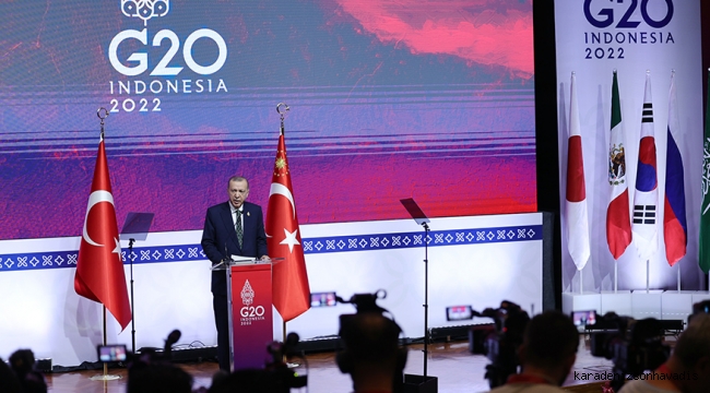 Cumhurbaşkanı Erdoğan, G20 Liderler Zirvesi kapsamında bulunduğu Endonezya'da basın toplantısı düzenledi