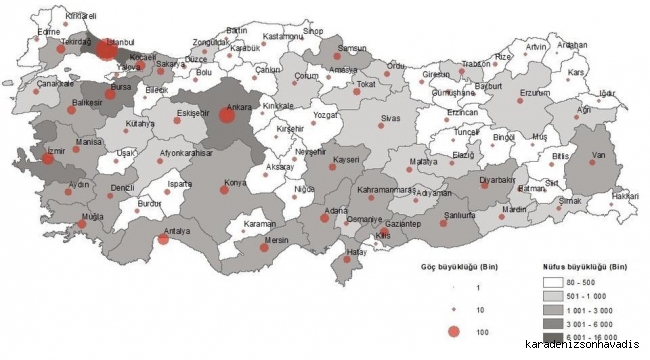 Türkiye'de 2021 yılında 2 milyon 777 bin 797 kişi iller arasında göç etti