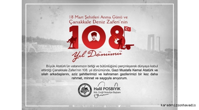 BAŞKAN POSBIYIK'TAN 18 MART ÇANAKKALE ZAFERİ MESAJI