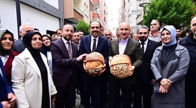 Bakan Karaismailoğlu'na Vakfıkebir'de coşkulu karşılama