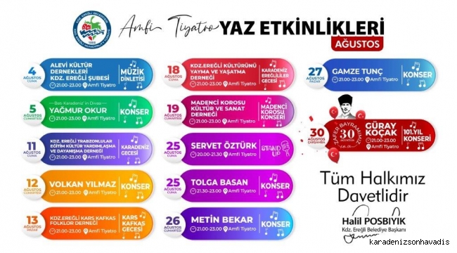 Amfi Tiyatro yaz etkinlikleri ağustos ayı programı açıklandı 