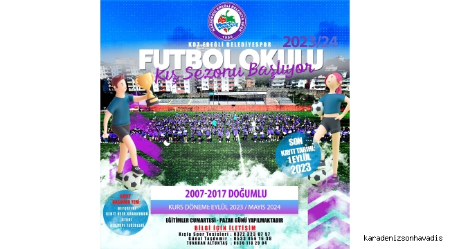 Kdz.Ereğli Belediyespor kış sezonu futbol okulu için kayıtlar başlıyor