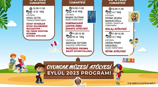 OYUNCAK MÜZESİ EYLÜL AYI ATÖLYE PROGRAMI