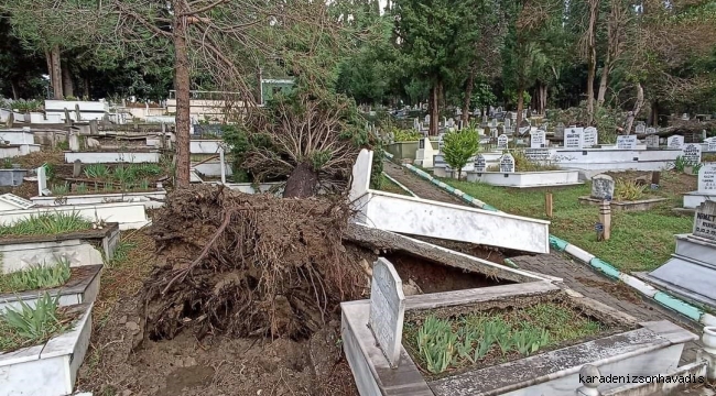 Fırtınada hasar gören mezarların tespitleri yapılıyor