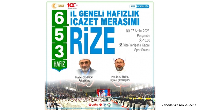 Rize'de yarın 653 hafız icazet alacak