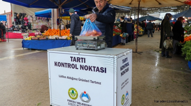 Ferizli Belediyesi Kapalı Pazar Yerinde Tartı Kontrolü Başladı