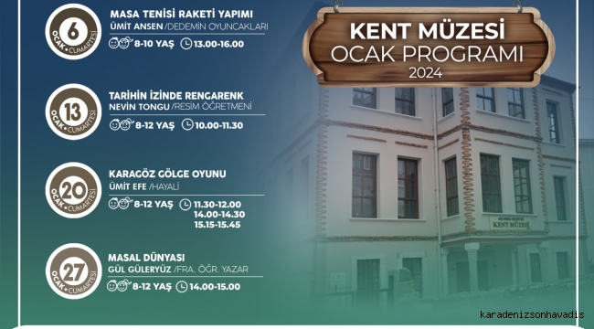 Kdz Ereğli Belediyesi Kent Müzesi ocak ayı etkinlik programı