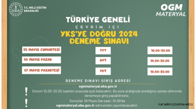 “YKS’ye Doğru 2024” Türkiye geneli çevrim içi deneme sınavı