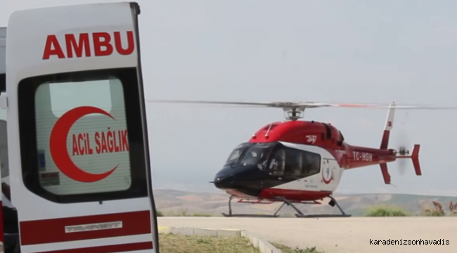 Hava ambulansı 88 Yaşındaki kalp krizi geçiren hasta için havalandı