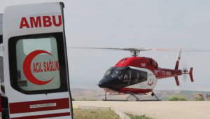 Hava ambulansı 88 Yaşındaki kalp krizi geçiren hasta için havalandı