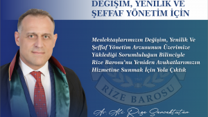 RİZE BARO BAŞKANI ADAYI SANCAKTUTAN; “DEĞİŞİM, YENİLİK VE ŞEFFAF YÖNETİM” DEDİ