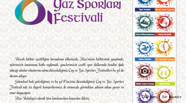 Çay ve Yaz Sporları Festivali Başlıyor