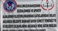 Nene Hatun Mesleki ve Teknik Anadolu Lisesinden Başkan Cüneyt Yemeniciye Pankartlı Teşekkür